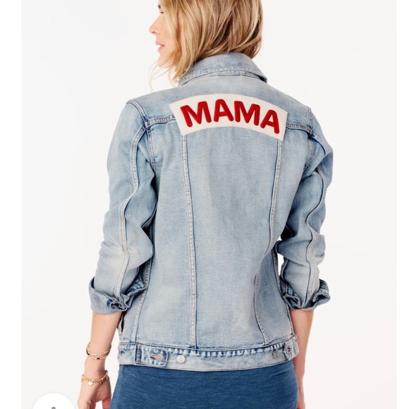 Ingrid & Isabel Light Blue Denim Jacket with Red 'MAMA' Patch - Picture 1 of 16